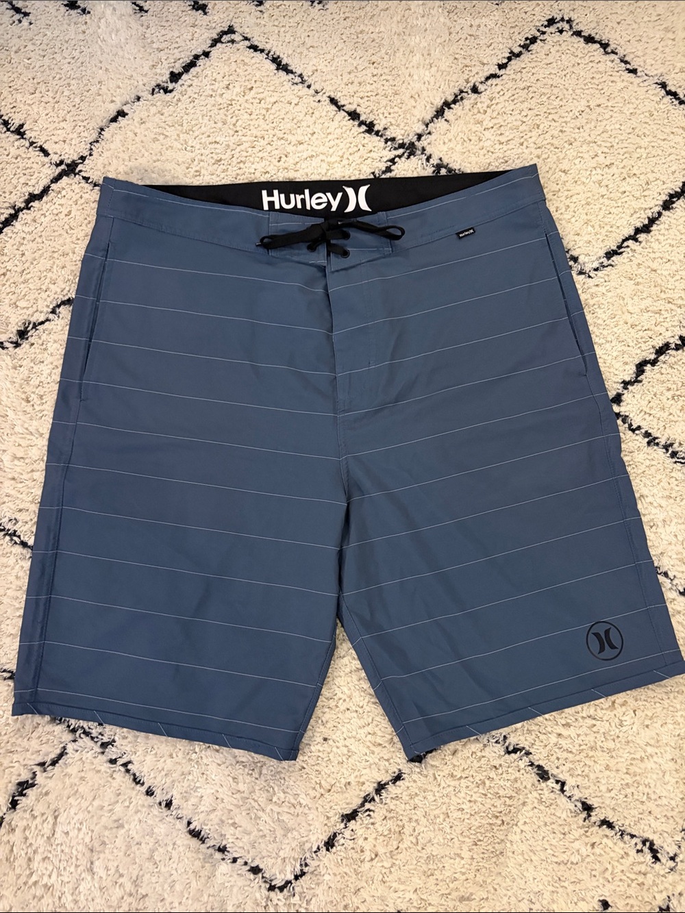 Hurley Men’s Slate Blue Horizontal Stripe Boardshorts
